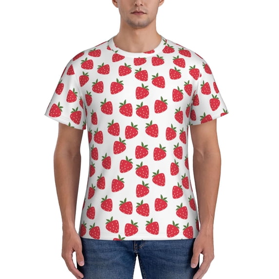 Bixox Men's Cartoon Strawberry Printed Short Sleeve Skinny Athletic T-Shirt