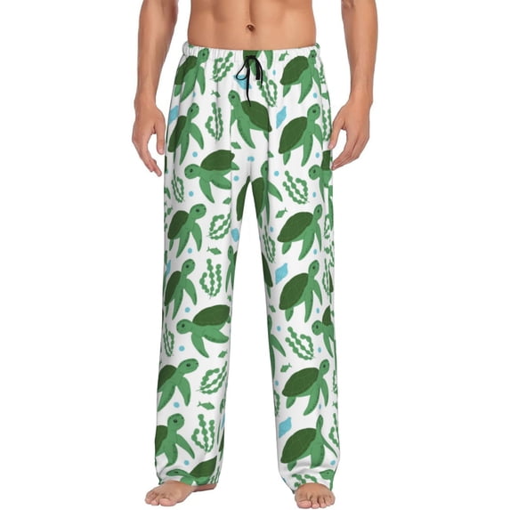 Bixox Men's Cartoon Turtle Patterned Pajama Pants with Pockets Lounge Clothes for Home