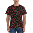 thumbnail image 1 of Bixox Men's Cherry Printed Short Sleeve Skinny Athletic T-Shirt, 1 of 6
