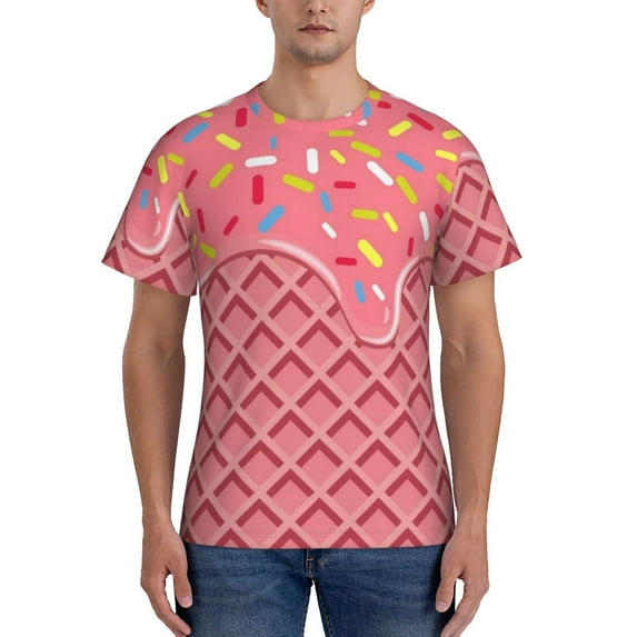 Bixox Men's Chocolate with Flowing Cream Printed Short Sleeve Skinny Athletic T-Shirt
