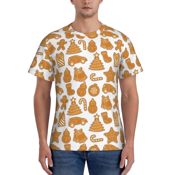 Bixox Men's Christmas Elements Printed Short Sleeve Skinny Athletic T-Shirt