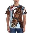 thumbnail image 1 of Bixox Men's Christmas Horse Printed Short Sleeve Skinny Athletic T-Shirt, 1 of 6