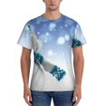 thumbnail image 1 of Bixox Men's Christmas Snowman In The Snow Printed Short Sleeve Skinny Athletic T-Shirt, 1 of 6