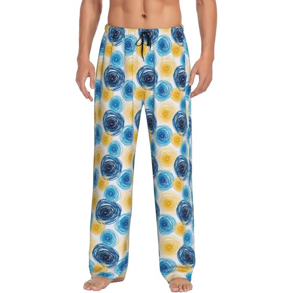 Bixox Men's Circular Patterned Pajama Pants with Pockets Lounge Clothes for Home