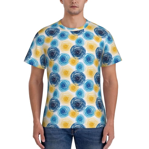 Bixox Men's Circular Printed Short Sleeve Skinny Athletic T-Shirt
