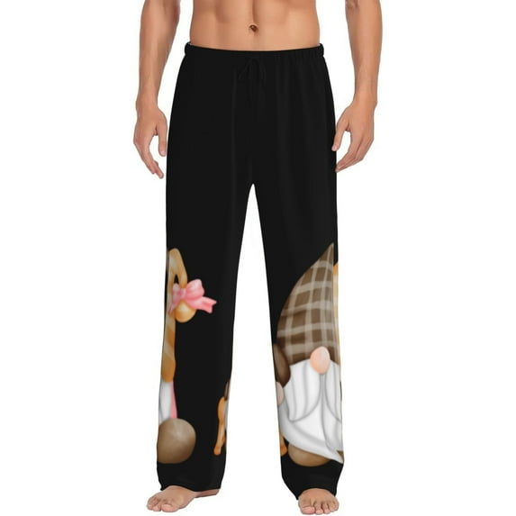 Bixox Men's Coffee Gnome (2) Patterned Pajama Pants with Pockets Lounge Clothes for Home