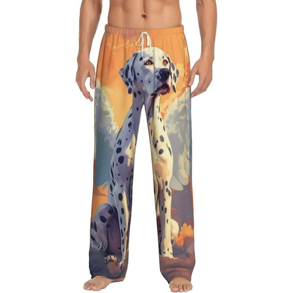 Bixox Men's Colorful Cloud Spotted Dog Patterned Pajama Pants with Pockets Lounge Clothes for Home