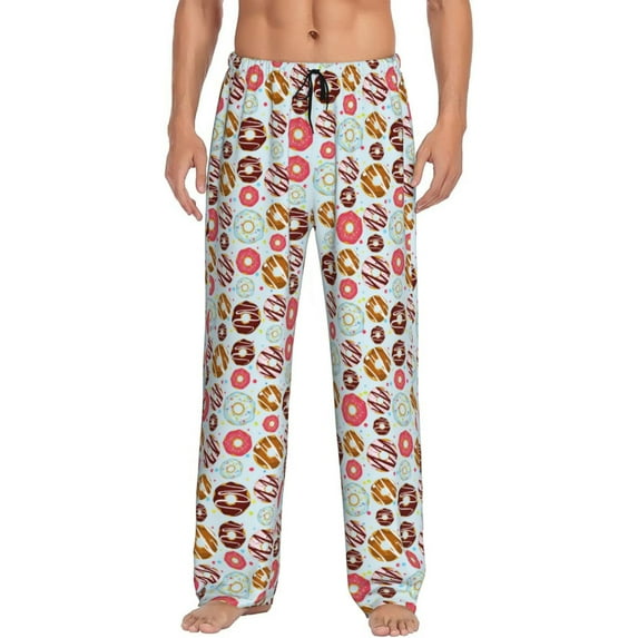 Bixox Men's Colorful Donuts Patterned Pajama Pants with Pockets Lounge Clothes for Home
