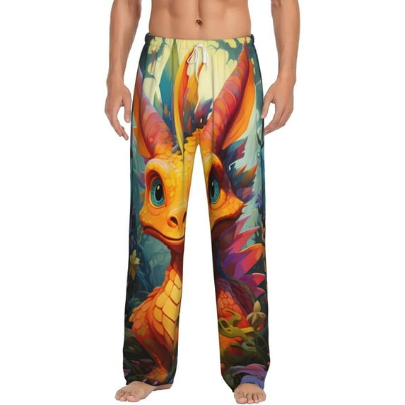 Bixox Men's Colorful Flower Chameleon Patterned Pajama Pants with Pockets Lounge Clothes for Home