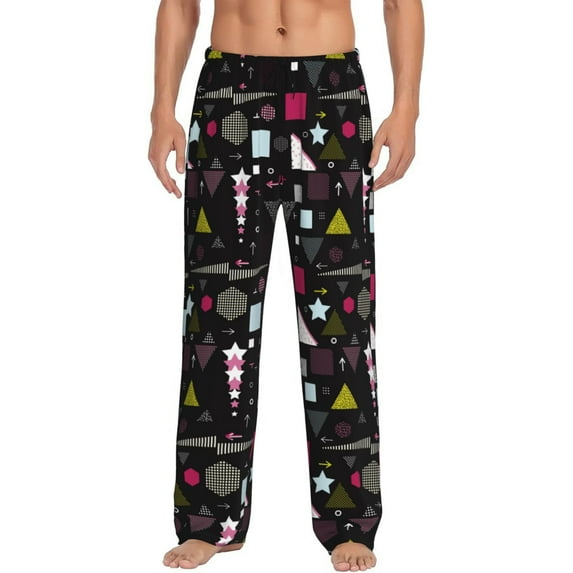Bixox Men's Colorful Geometry Patterned Pajama Pants with Pockets Lounge Clothes for Home