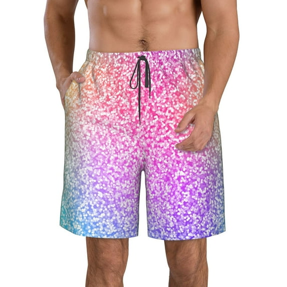 Bixox Men's Colorful Glitters printing Casual Classic Fit Short Summer Beach Shorts
