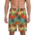 thumbnail image 1 of Bixox Men's Colorful Hawaii Palms printed lightweight casual shorts, soft sleep shorts with pockets., 1 of 5