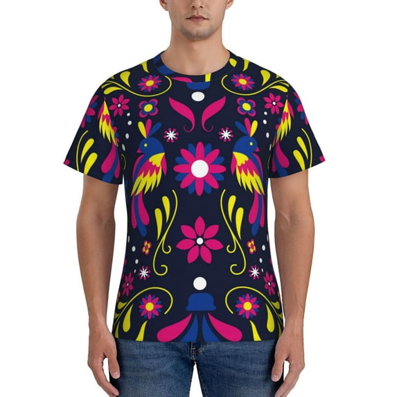 Bixox Men's Colorful Mexican Printed Short Sleeve Skinny Athletic T-Shirt