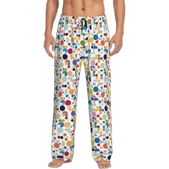Bixox Men's Colorful Spots Patterned Pajama Pants with Pockets Lounge Clothes for Home
