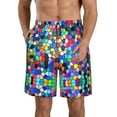 thumbnail image 1 of Bixox Men's Colorful Tie Dye Stained Glass 2 printing Casual Classic Fit Short Summer Beach Shorts, 1 of 6