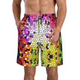 thumbnail image 1 of Bixox Men's Colorful Tie Dye Stained Glass 3 printing Casual Classic Fit Short Summer Beach Shorts, 1 of 6
