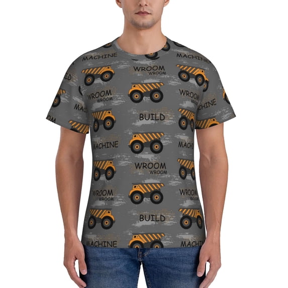 Bixox Men's Construction Machines Printed Short Sleeve Skinny Athletic T-Shirt