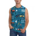 thumbnail image 1 of Bixox Men's Construction Trucks Printed Shirt Sleeveless Fitness Tank Top-Large, 1 of 7