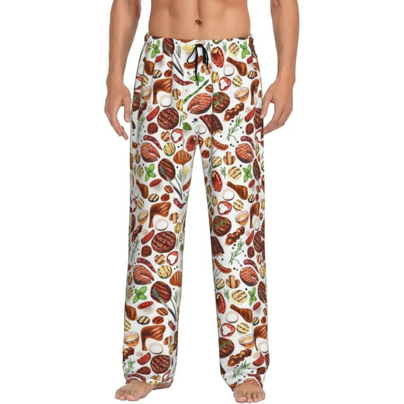Bixox Men's Cooking Bbq Patterned Pajama Pants with Pockets Lounge Clothes for Home