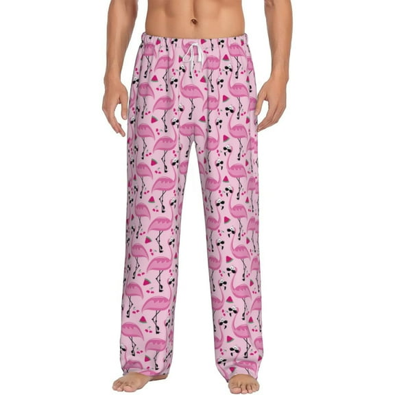 Bixox Men's Cool Flamingos Patterned Pajama Pants with Pockets Lounge Clothes for Home