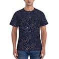 thumbnail image 1 of Bixox Men's Copper-Gold Gloss Outline Navy Dark Blue Printed Short Sleeve Skinny Athletic T-Shirt, 1 of 6