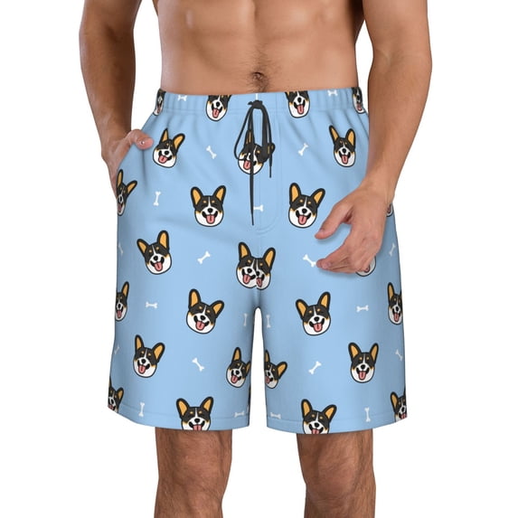 Bixox Men's Corgi Dog printing Casual Classic Fit Short Summer Beach Shorts