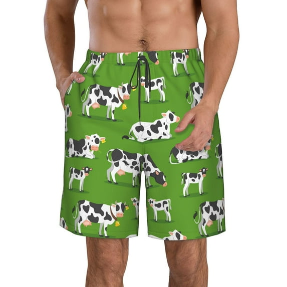 Bixox Men's Cows With Calfs Green printing Casual Classic Fit Short Summer Beach Shorts