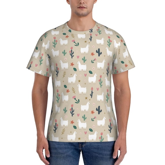 Bixox Men's Cute Alpaca Printed Short Sleeve Skinny Athletic T-Shirt