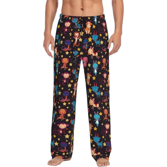 Bixox Men's Cute Animals Patterned Pajama Pants with Pockets Lounge Clothes for Home