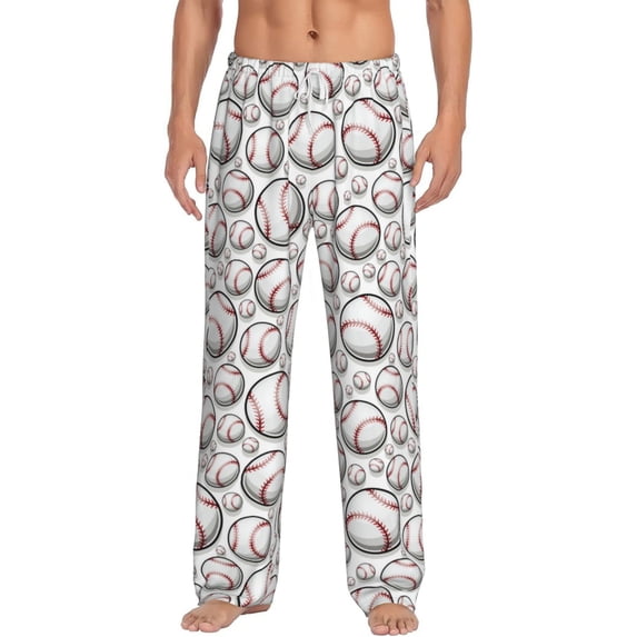 Bixox Men's Cute Baseball Patterned Pajama Pants with Pockets Lounge Clothes for Home