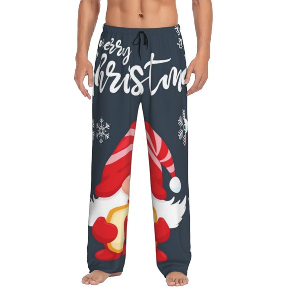 Bixox Men's Cute Christmas Gnomes (2) Patterned Pajama Pants with Pockets Lounge Clothes for Home