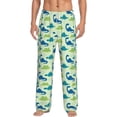 thumbnail image 1 of Bixox Men's Cute Dinosaur Blue Green Patterned Pajama Pants with Pockets Lounge Clothes for Home, 1 of 5