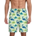 thumbnail image 1 of Bixox Men's Cute Dinosaur Blue Green printed lightweight casual shorts, soft sleep shorts with pockets., 1 of 7