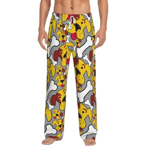Bixox Men's Cute Dog Patterned Pajama Pants with Pockets Lounge Clothes for Home