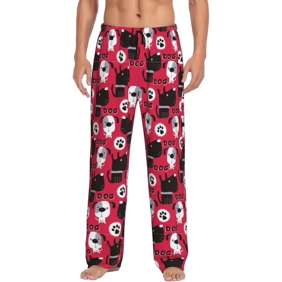 Bixox Men's Cute Dog Patterned Pajama Pants with Pockets Lounge Clothes for Home