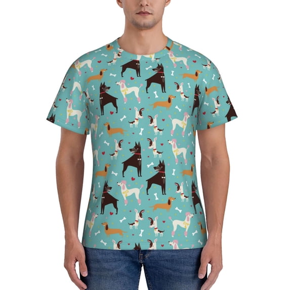 Bixox Men's Cute Dog Printed Short Sleeve Skinny Athletic T-Shirt