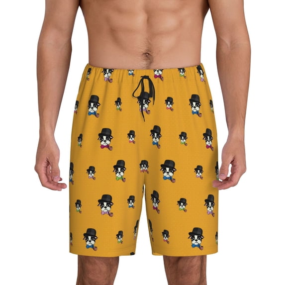 Bixox Men's Cute Dog printed lightweight casual shorts, soft sleep shorts with pockets.