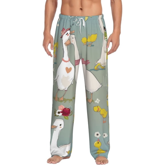 Bixox Men's Cute Farm Birds Patterned Pajama Pants with Pockets Lounge Clothes for Home