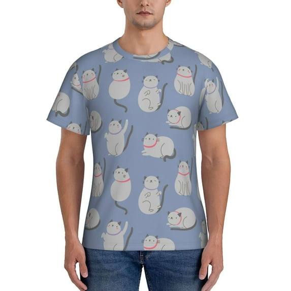 Bixox Men's Cute Fat Cat Printed Short Sleeve Skinny Athletic T-Shirt