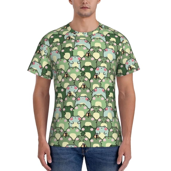 Bixox Men's Cute Frog Printed Short Sleeve Skinny Athletic T-Shirt