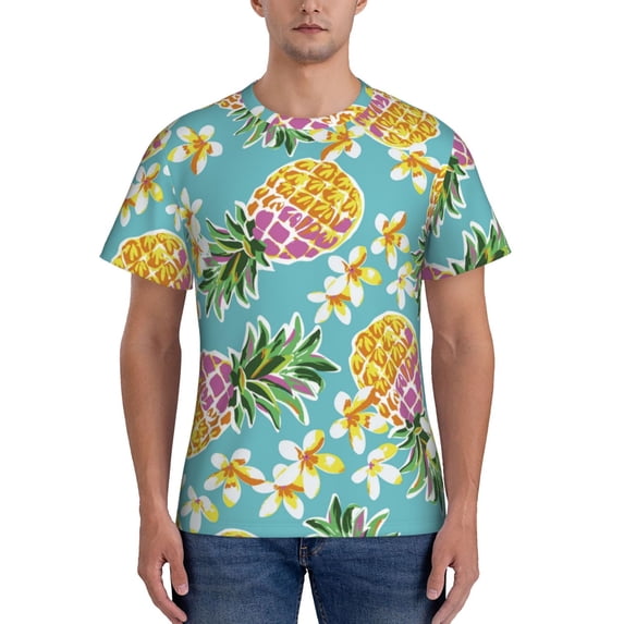 Bixox Men's Cute Pineapples Printed Short Sleeve Skinny Athletic T-Shirt