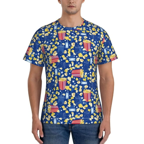 Bixox Men's Cute Popcorn Printed Short Sleeve Skinny Athletic T-Shirt