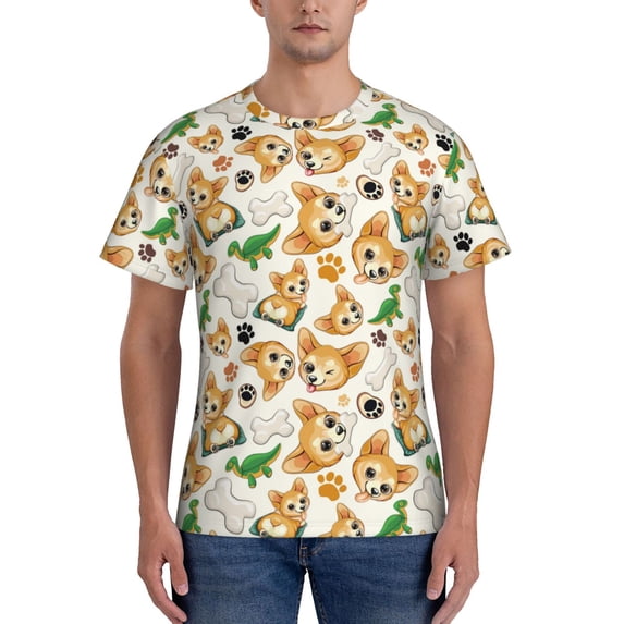 Bixox Men's Cute Puppy Printed Short Sleeve Skinny Athletic T-Shirt