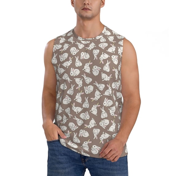 Bixox Men's Cute Rabbit Printed Shirt Sleeveless Fitness Tank Top-3X-Large