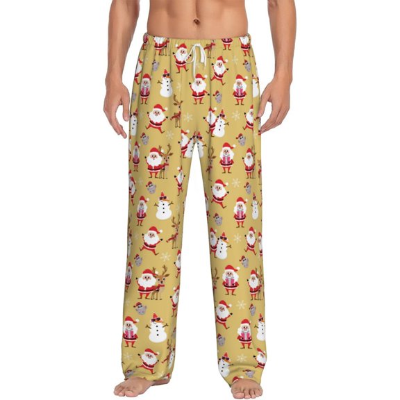 Bixox Men's Cute Santa and Reindeer Patterned Pajama Pants with Pockets Lounge Clothes for Home