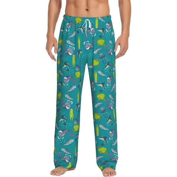 Bixox Men's Cute Shark Turtle Patterned Pajama Pants with Pockets Lounge Clothes for Home