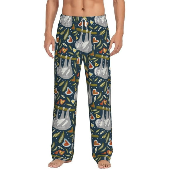 Bixox Men's Cute Sloth Patterned Pajama Pants with Pockets Lounge Clothes for Home