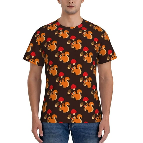 Bixox Men's Cute Squirrel Printed Short Sleeve Skinny Athletic T-Shirt