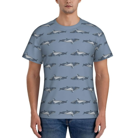 Bixox Men's Cute Whale Printed Short Sleeve Skinny Athletic T-Shirt