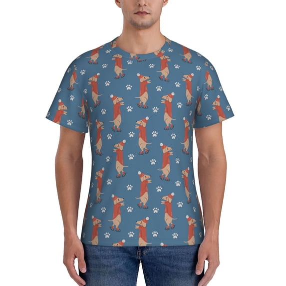 Bixox Men's Dachshund Dog Puppy Printed Short Sleeve Skinny Athletic T-Shirt